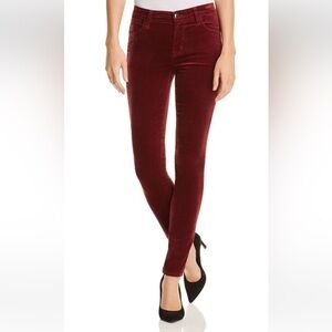 J Brand Maria High Rise Skinny Jeans Pants size 23 Stretch Velvet Oxblood New